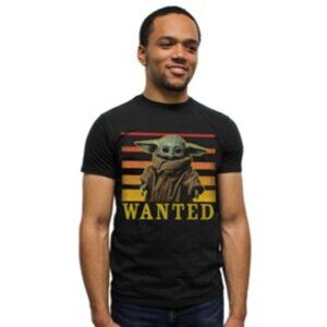 Star Wars The Mandalorian "Wanted" Baby Yoda Grogu Tee Shirt T-Shirt Size Large